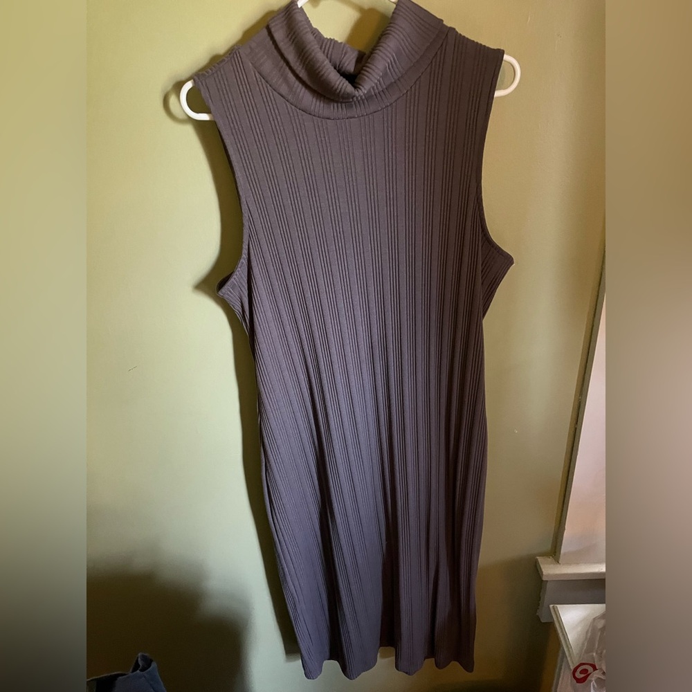 Nine West Sleeveless Gray Ribbed Dress